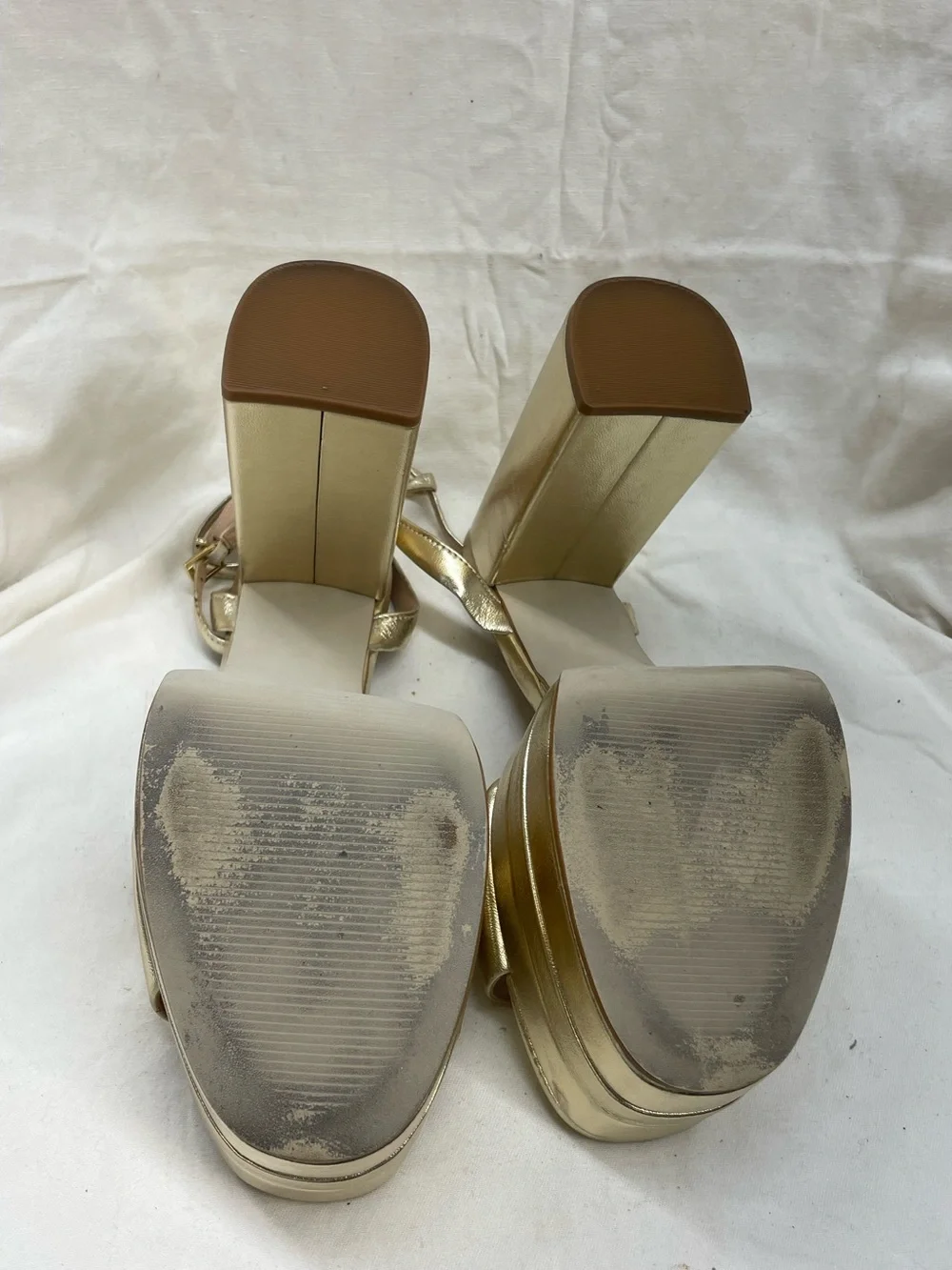 Steve Madden Metallic Gold Platform Block Sandals ladies Sz 11